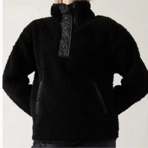 Athleta Cozy Sherpa Snap Sweatshirt Jacket in Black XL